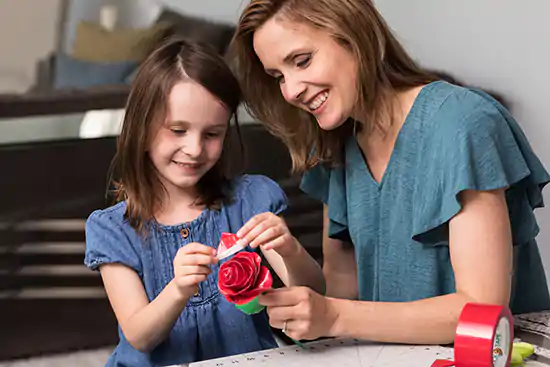mother daughter crafting rose
