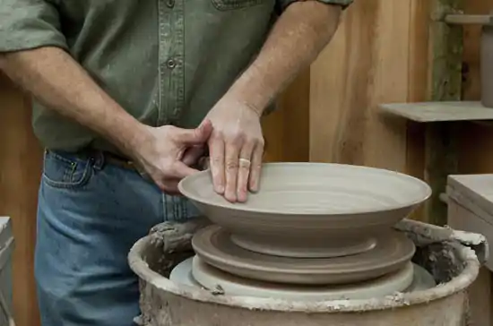 turning clay wheel 