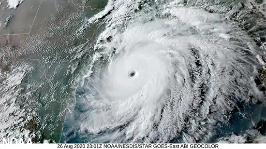 Hurricane Laura on August 26, 2020 as it approached the Gulf Coast 