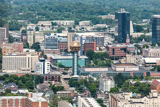 'Aerial photograph of downtown Knoxville