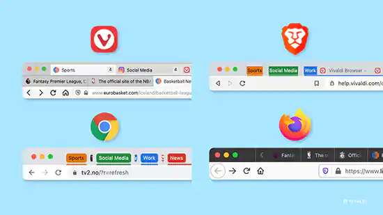 tabs in Chrome, Firefox, Brave, and Vivaldi