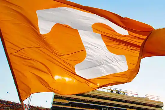 Orange Tennessee flag with capital t 