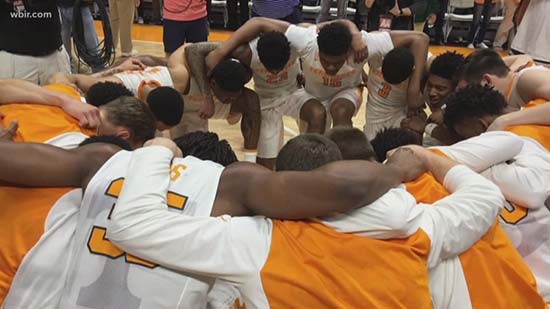 Tennessee basketball team does the Lord's Prayer  I literally try to get  these guys to imagine Thompson-Boling Arena being empty except for one  seat, and that's for God. Faith is the