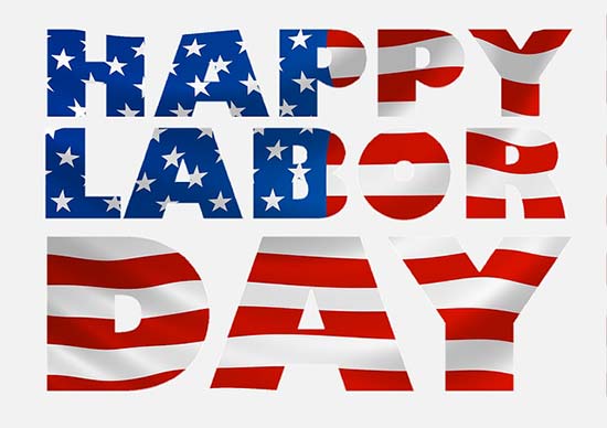 Happy Labor Day letters with american flag design
